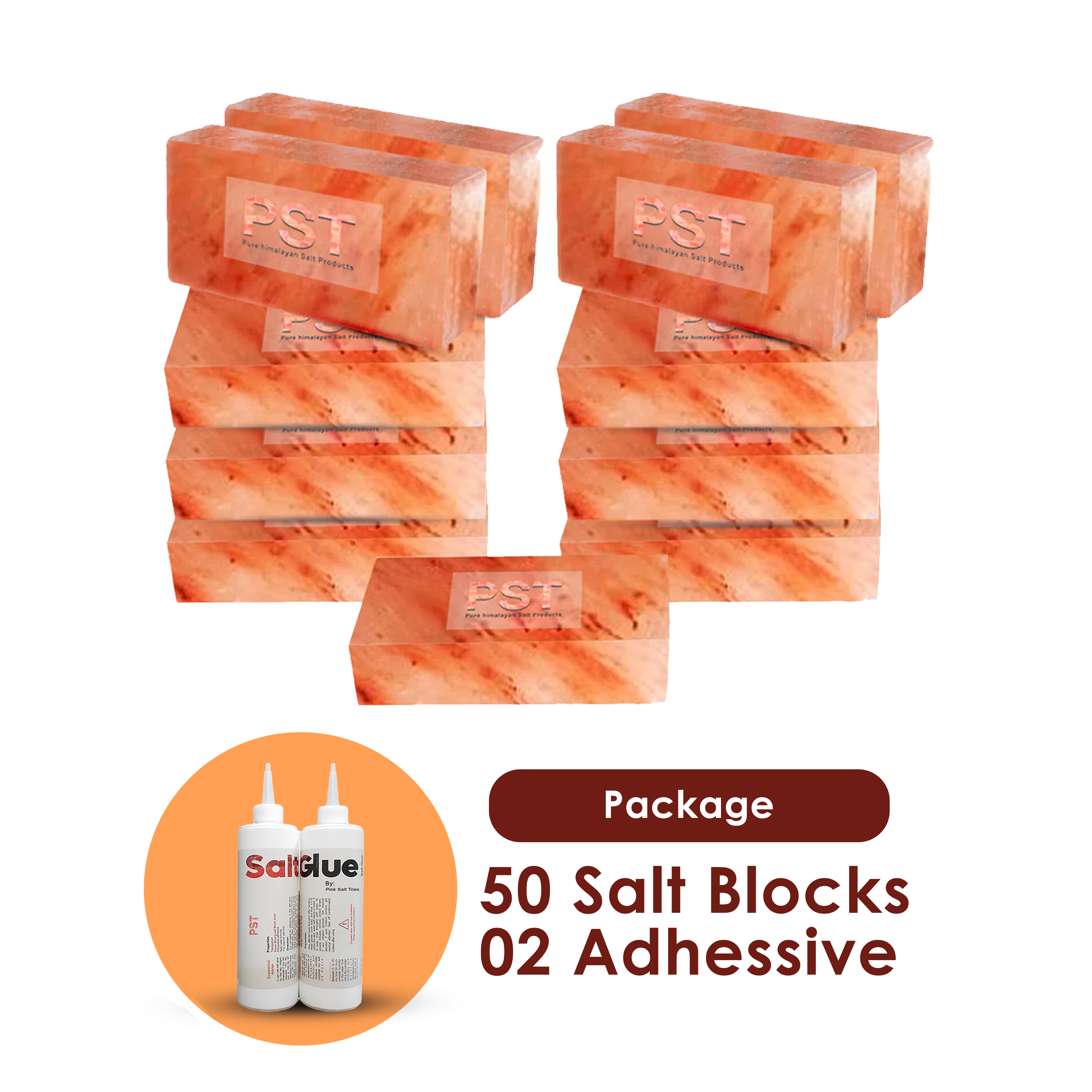 Himalayan Salt Blocks Pack of 50 With 2 Adhesive